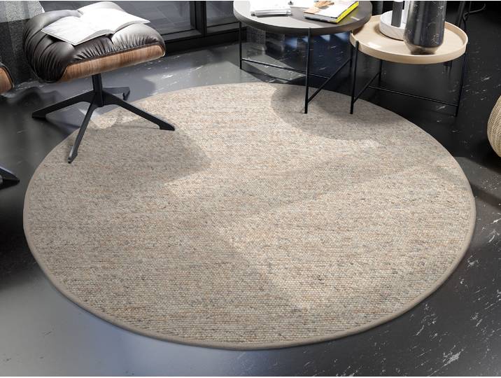 Teppich OCI DIE TEPPICHMARKE FAVORIT, Wendeteppich, auch als Läufer und Rund , beige (natur), H:12mm Ø:250cm, Wolle, Teppiche, Teppich, Handweb-Teppich aus Indien, handgewebt, hochwertig verarbeitet