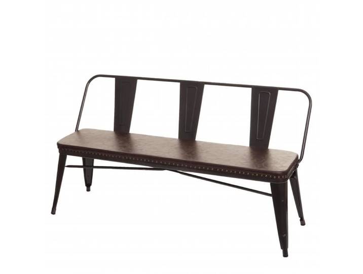 Banc à 3 places HWC-H10 salle à manger design chesterfield industriel gastronomie similicuir ~ noir-marron