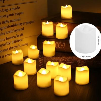 Uplifted Finds 12 Or 24 Pack LED Flameless Flickering Tea Light Warm White Candles For Wedding Birthday Christmas Home Decor 12 Pcs wish Candle