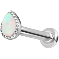14 Karat Gold Labret mit Innengewinde SYNTHETISCHER OPALTROPFEN