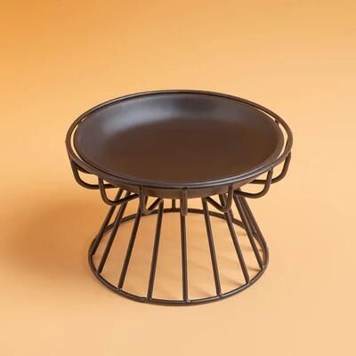 Inspired Living Elevated Ceramic Cat Bowl Set With Anti Spill Stand black