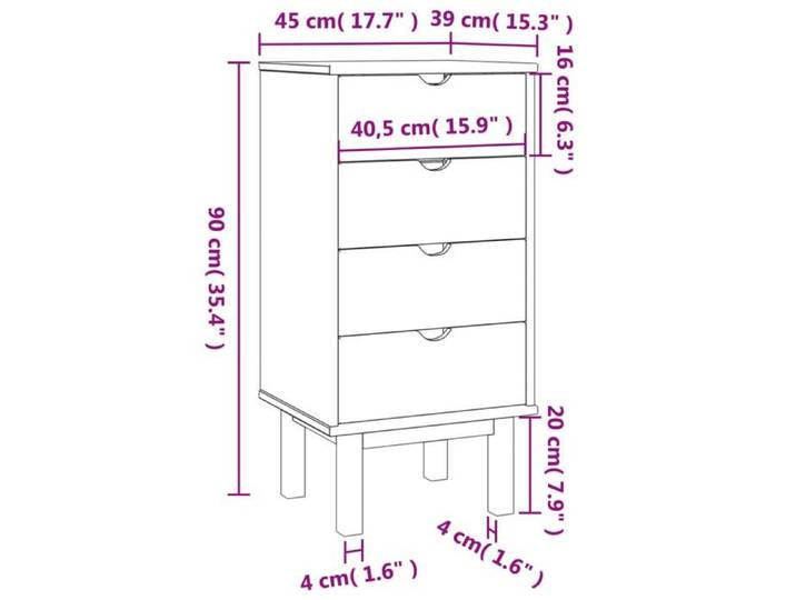 NEUF Commode chambre - cabinet de rangement élégant - Grande espace - OTTA marron et gris 45 x 39 x 90cm Bois de pin massif FR00_70