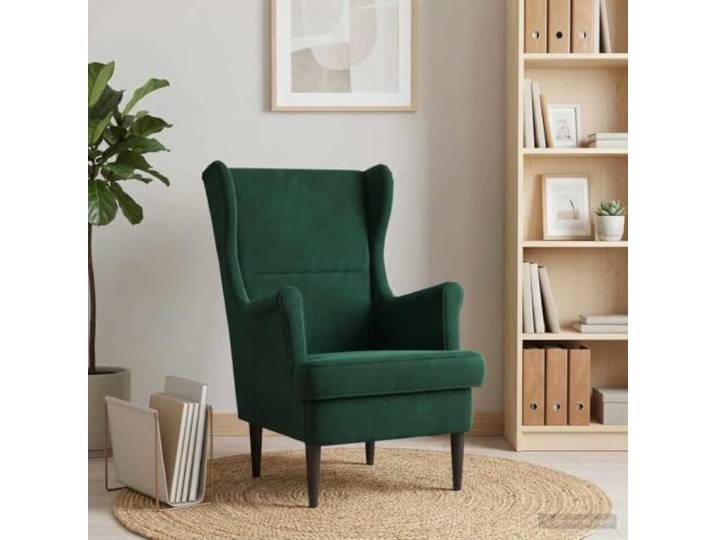 YUTAASU Velvet Accent Chair Dark Green for Bedroom Stable Rubberwood Legs, Removable Cushion, Modern Living Room Seating