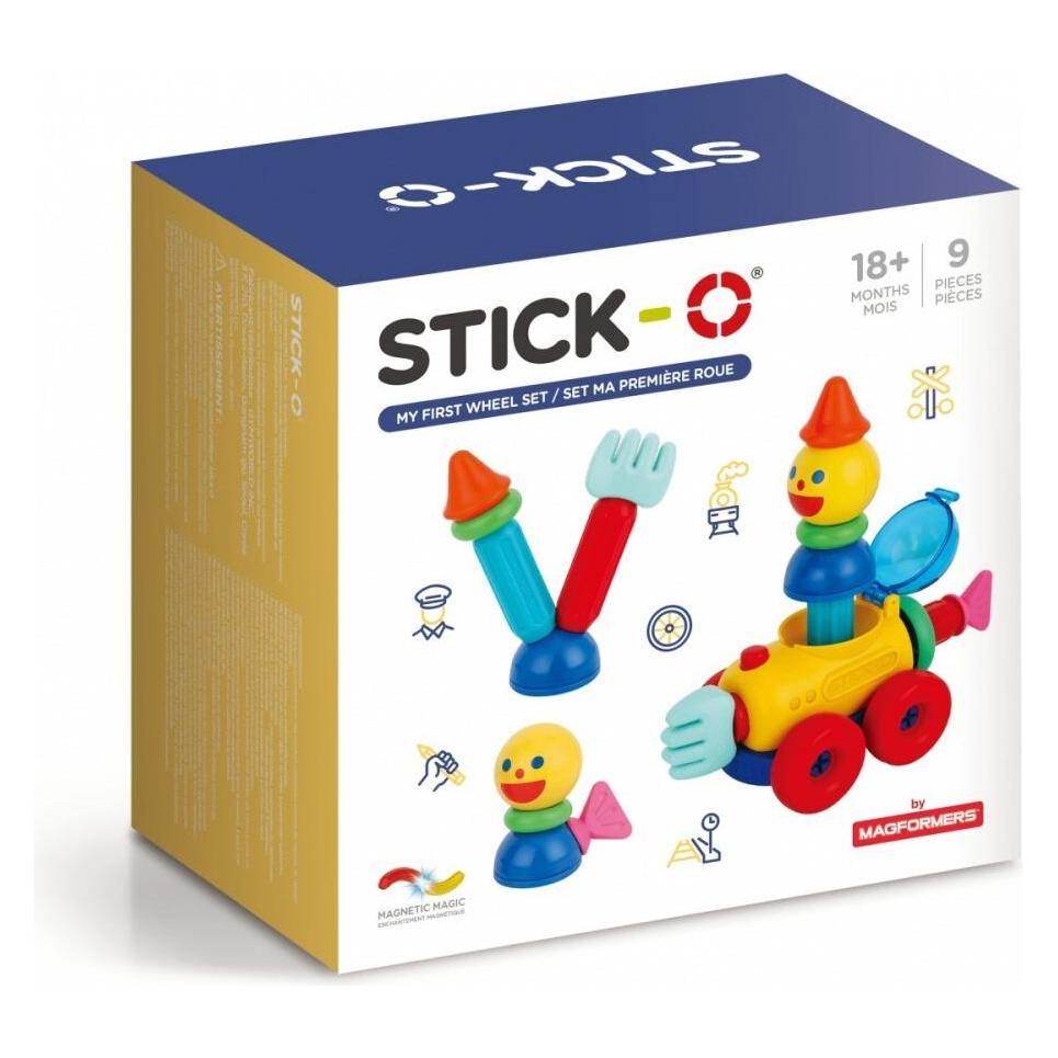 Magformers Stick-o-Magnetblöcke Mein erstes Set mit Rädern, 9 Elemente (005-902012)