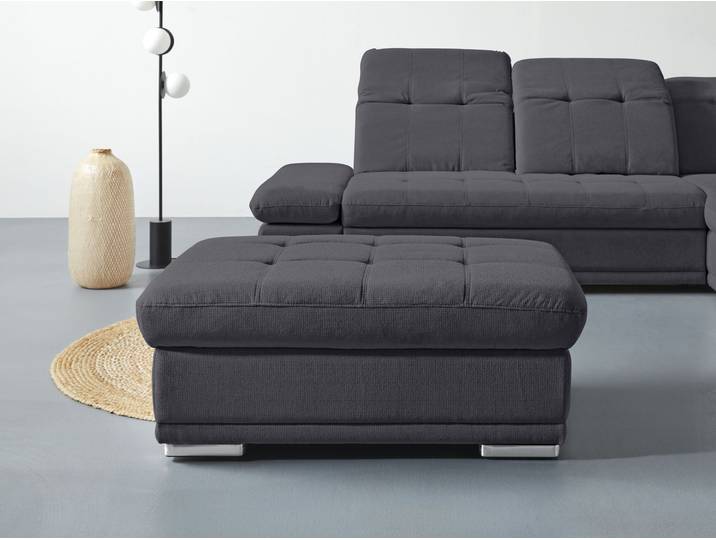 Hocker, 112x46x72 cm, Chenille-Struktur, Schwarz, Gepolstert, Modern, Cotta