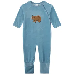 Sanetta Nicki-Schlafoverall mit Klappfuß Bär, blau, 98