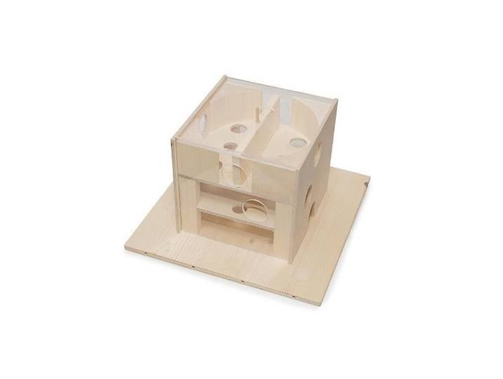 Tier-Intelligenzspielzeug Hundespiele.ch Katzenfummelhaus aus Holz , braun, Tierspielzeuge, Tier-Intelligenzspielzeug