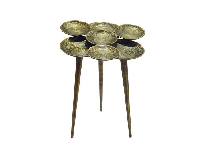 furnicato Beistelltisch Aluminium 46x46x55 cm Goldfarben (1-St), Handgefertigter Nebenstehtisch mit Ablage und Bodenschutz-Filzen