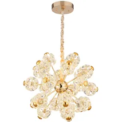 Pendelleuchte Hängelampe LED Deckenleuchte Metall Goldfarbe Glaskristalle 65 cm