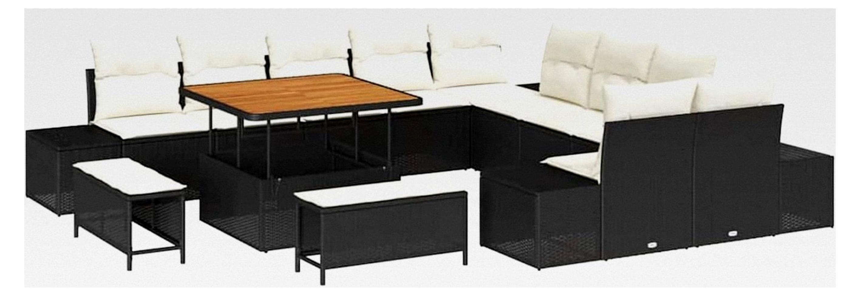 Rattan-Sitzset für Garten und Terrasse - Modernes Design, Poly-Rattan, Bequeme Kissen, Modular für Partys und Entspannung