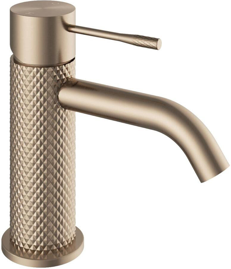White Stone Mono Basin Mixer with Waste Satin Bronze 12.4cm