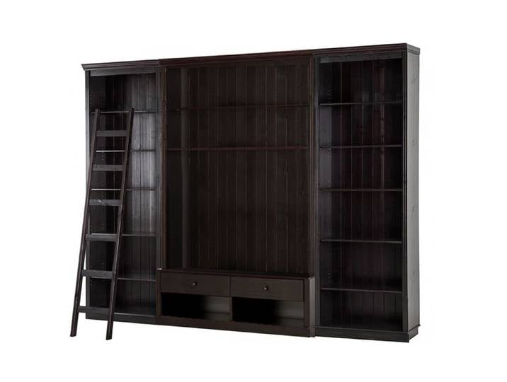 Anita-bibliothèque A Avec Meuble TV Bas En Pin Brun Foncé