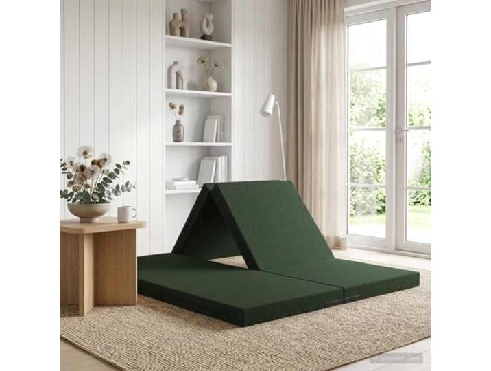KTHLBRH Klappsofa Bett 140 x 67 x 15 cm Dunkelgrün mit Polyesterbezug Abnehmbarer Bezug, Reißverschluss, Schaumstofffüllung, klappbares Design, vielseitig nutzbar