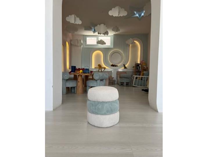 Atelier Del Sofa Stilvoller Pouf, blau-weiß, 32 x 32 x 36 cm 100% Polyestergewebe, Schaumstoffpolsterung, Kunststofffüße Ideal für Moderne Wohnräume