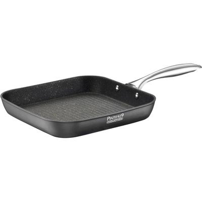 Grillpfanne PINTINOX "ST1", grau (schwarz, edelstahlfarben), B:26cm H:4,1cm L:26cm Ø:26cm, Pfannen, 3-lagige Antihaftbeschichtung, Induktionsgeeignet, 26x26 cm