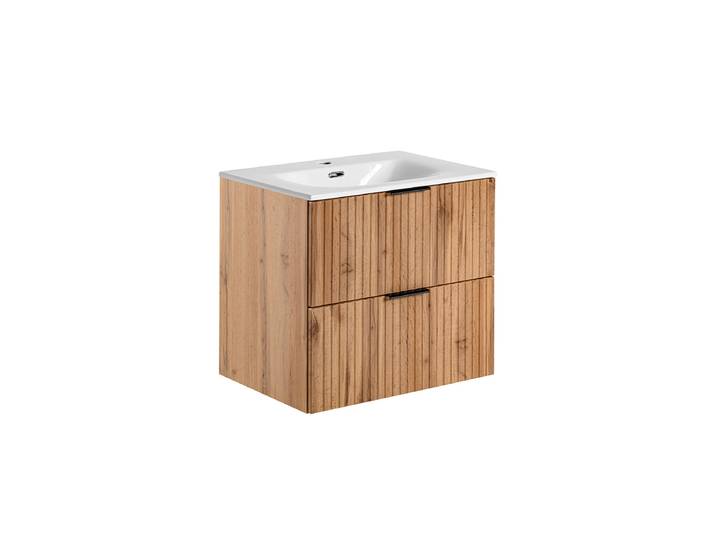 Meuble simple vasque encastrée 60cm Adriel Bois