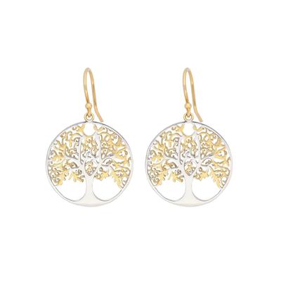 Paar Ohrhänger FIRETTI "Schmuck Geschenk Silber 925 Ohrschmuck Ohrhaken Lebensbaum", gold (silberfarben, gelbgoldfarben), Ohrringe, Damen, Silber 925 (Sterlingsilber)