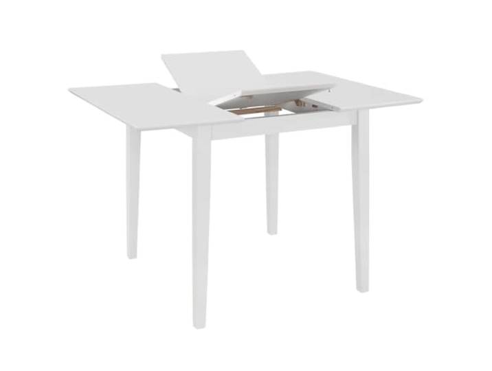 GPUTYGHN Esstisch Ausziehbar Weiß 80-120x80x74 cm MDF Gummibaum-Massivholz, ausziehbar bis 120 cm, platzsparend klappbar, Esszimmer, einfacher Aufbau