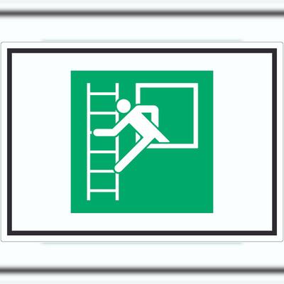HB-Druck Notausstieg mit Fluchtleiter Symbol Aufkleber A9 (37x52mm)