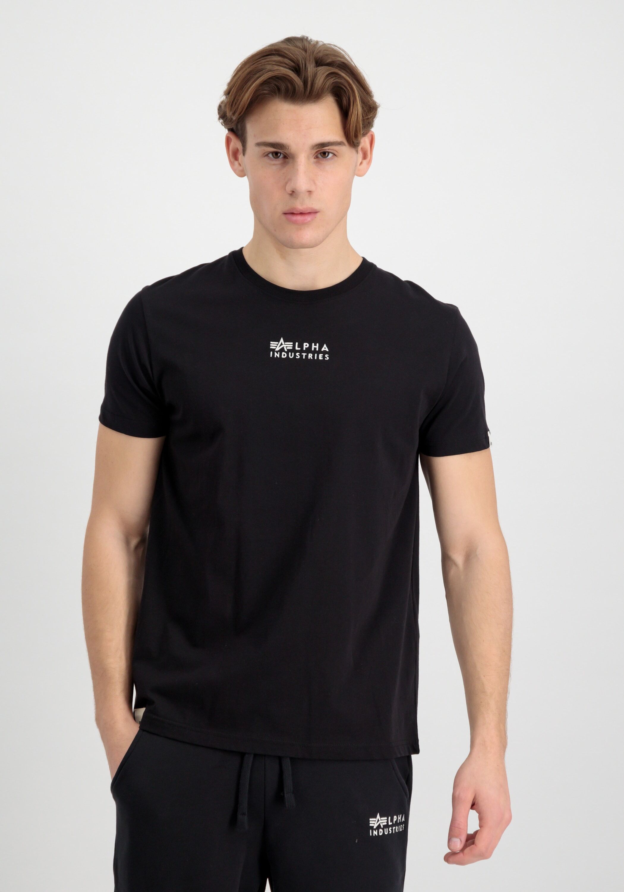T-Shirt ALPHA INDUSTRIES "Organics EMB T-Shirt", Herren, Gr. XS, schwarz (organic schwarz), Obermaterial: 100% Baumwolle, Shirts T-Shirt organic schwarz XS