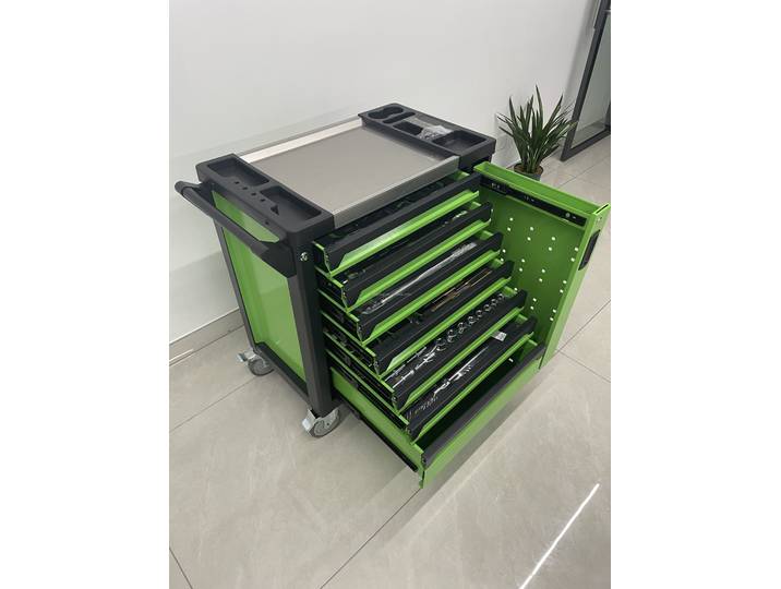 Ensemble d'outils avec armoire verte à 7 tiroirs, personnalisable, mobile, directement de l'usine, coffre à outils avec 200 outils