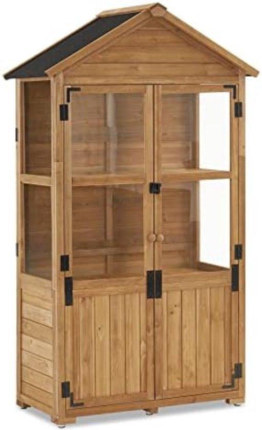 Famanu Garten-Schrank mit transparenten Acrylpaneelen - Holz