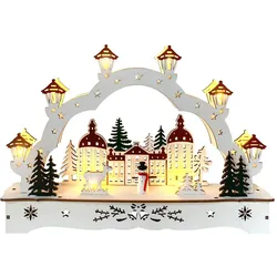 HTI-Living, Weihnachtsfiguren, Lichterbogen in modernem Weiss Winterschloss