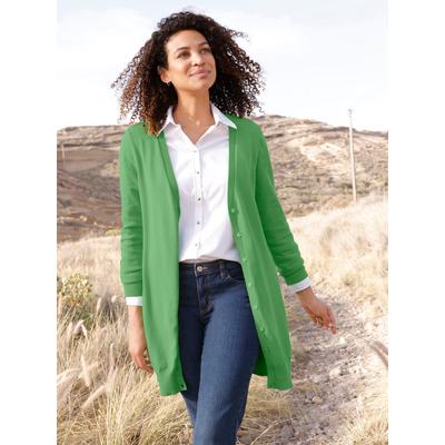 Longstrickjacke CASUAL LOOKS, Damen, Gr. 36, grün (apfel), 100% Baumwolle, unifarben, Strickjacken Longstrickjacke