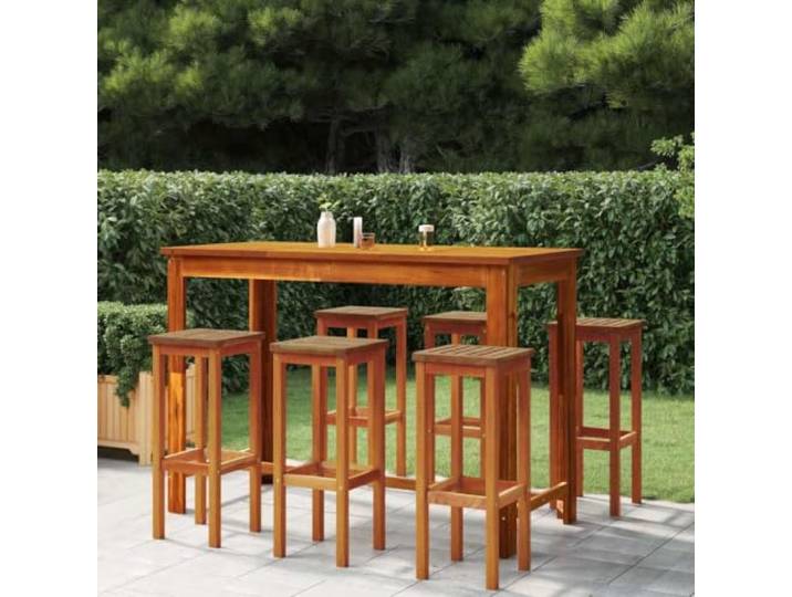 TUERYAFEK Barhocker 6 STK. Massivholz Akazie Mit Fußstütze, Belastbar bis 110 kg, Rustikales Design für Bartheke