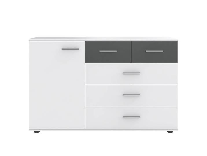 Kommode mit 1 Tür 130cm Weiß/Weiß/Graphit