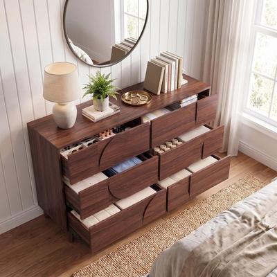 "55"" Wood 6-Drawer Buffet Cabinet Dresser for Bedroom,Closet Storage, Drawers Organizer Furniture, Hallway"