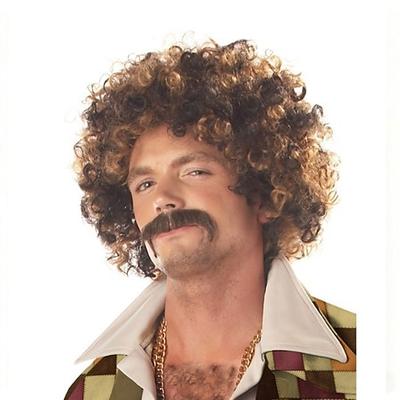Afro-Perücke im 70er-Jahre-Stil für Männer, braun-blonde Disco-Perücke, Accessoires für Hippie-Kostüme der 70er-Jahre