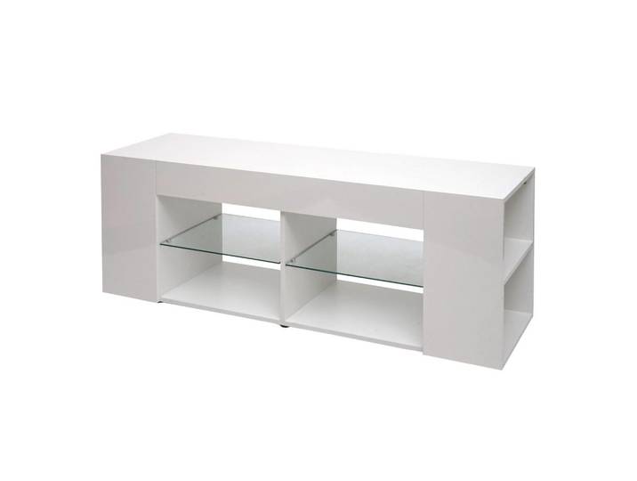 MCW Tv-Rack Weiß, Holz, Pappel, 144x50x40 cm, Wohnzimmer, TV Möbel, Lowboards, Lowboards stehend