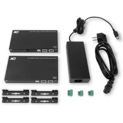 ACT AV media extender set with dual USB-C switch, CAT6A, 100 meters, Switch Box