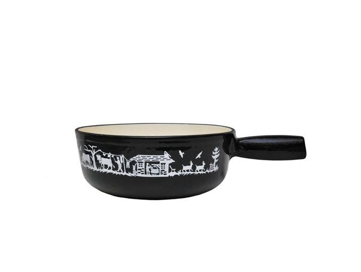 Heidi Cheese Line Fonduepfanne, Schwarz, Weiss, Metall, 1,8 l, rund, rostfrei, geschmacksneutral, Tischgrills & Fondues, Fondue-Sets