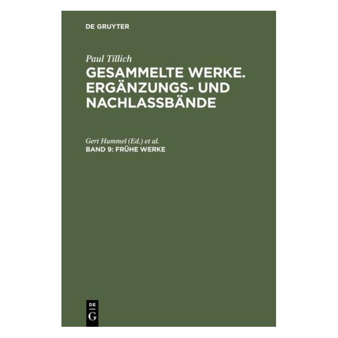 De Gruyter Tillich,P.:Ges.Werke.Erg.Bd.09 (Deutsch, Hardcover, Paul Tillich) (66438303)