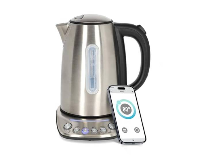 Nedis KAWK8000WIFI SmartLife Wasserkocher - Wi-Fi Steuerung - 1,7 l Edelstahl - 2200 W - Temperaturanzeige - 360 Grad drehbar - Strix Controller - Android iOS - Silber