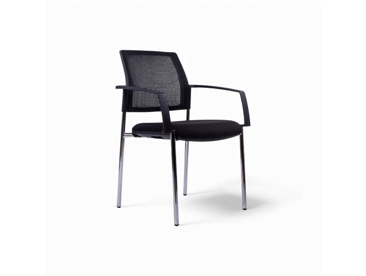 Konferenzstuhl Chairzone Self One Visit 10 Schwarz/Verchromt mit Fixarmlehnen, Neu – Perfekt für Büro und Empfang