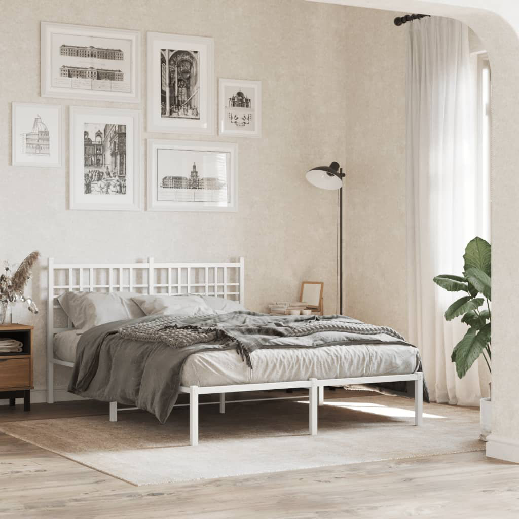 17 Stories Obara Metal Bed White Small Double (4')