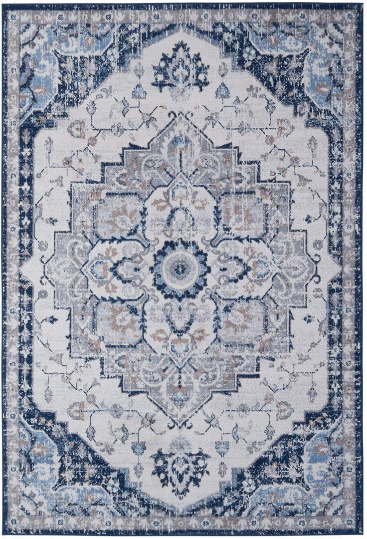 THE RUGS Montana Rectangle Oriental Berber Area Rug Navy Rectangle 160 x 230 cm