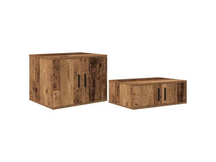 KUPTYERFG 2X Aufbewahrungsschrank Altholz-Optik 127x41x40 cm Sideboard Vielseitige Anrichte aus Holzwerkstoff mit Türen und Ablagen für Wohnzimmer sowie Essbereich.