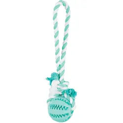 3x Trixie Denta Fun Mintfresh Ball am Tau 7cm/24cm (Kauspielzeug Hund), Hundespielzeug