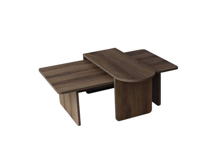 Calicosy Couchtische 2er?Set asymmetrische Tischplatten L105 cm 105/60/35 cm, Naturfarben, Holzwerkstoff, 60x35x105 cm, Wohnzimmer, Wohnzimmertische, Couchtische