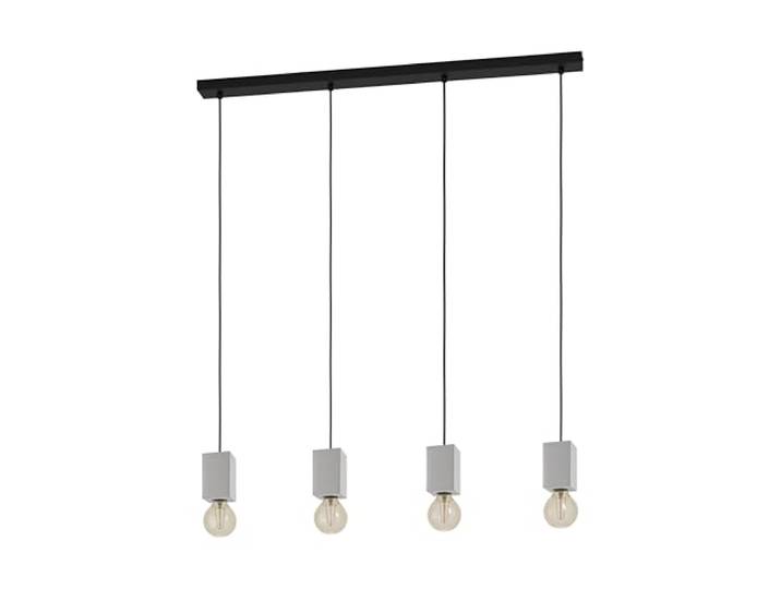 Eglo Suspension luminaire Prestwick 3\, lustre chambre industriel à 4 flammes\, plafonnier salon ou salle à manger en béton gris et métal noir\, douille E27