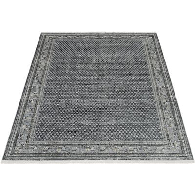 Teppich OCI DIE TEPPICHMARKE "BESTSELLER MIRI", grau (dunkelgrau), B:240cm H:8mm L:300cm, Polyacryl, Viskose, Teppiche, Teppich, Glanz Viskose, mit Fransen, Hoch Tief Struktur, Vintage, Wohnzimmer