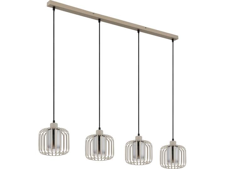 Suspension\, tiges métalliques couleur sable\, verre fumé\, H 120 cm
