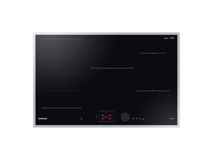 Samsung Autarkes Induktionskochfeld, 80 cm große Herdplatte, Slim Fit, Magnetischer Bedienknebel und Sensortasten mit Slider, Wi-Fi-Steuerung, Flex Zone Plus, NZ85C6058HK/U1