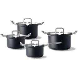 BK Q-linair Master Black Kookpannenset - 4 delig - Veilig afgietsysteem, Pfannenset + Topfset, Schwarz