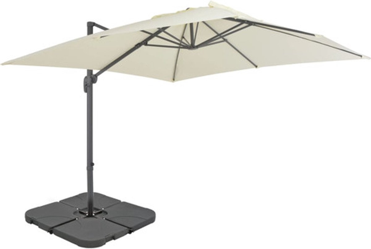 vidaXL Parasol met draagbare voet - Zandkleur