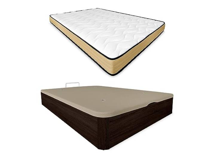 DUÉRMETE ONLINE Viskoelastische Matratze Aura, wendbar + klappbares Holzbett, großes Fassungsvermögen, 90 x 190 cm